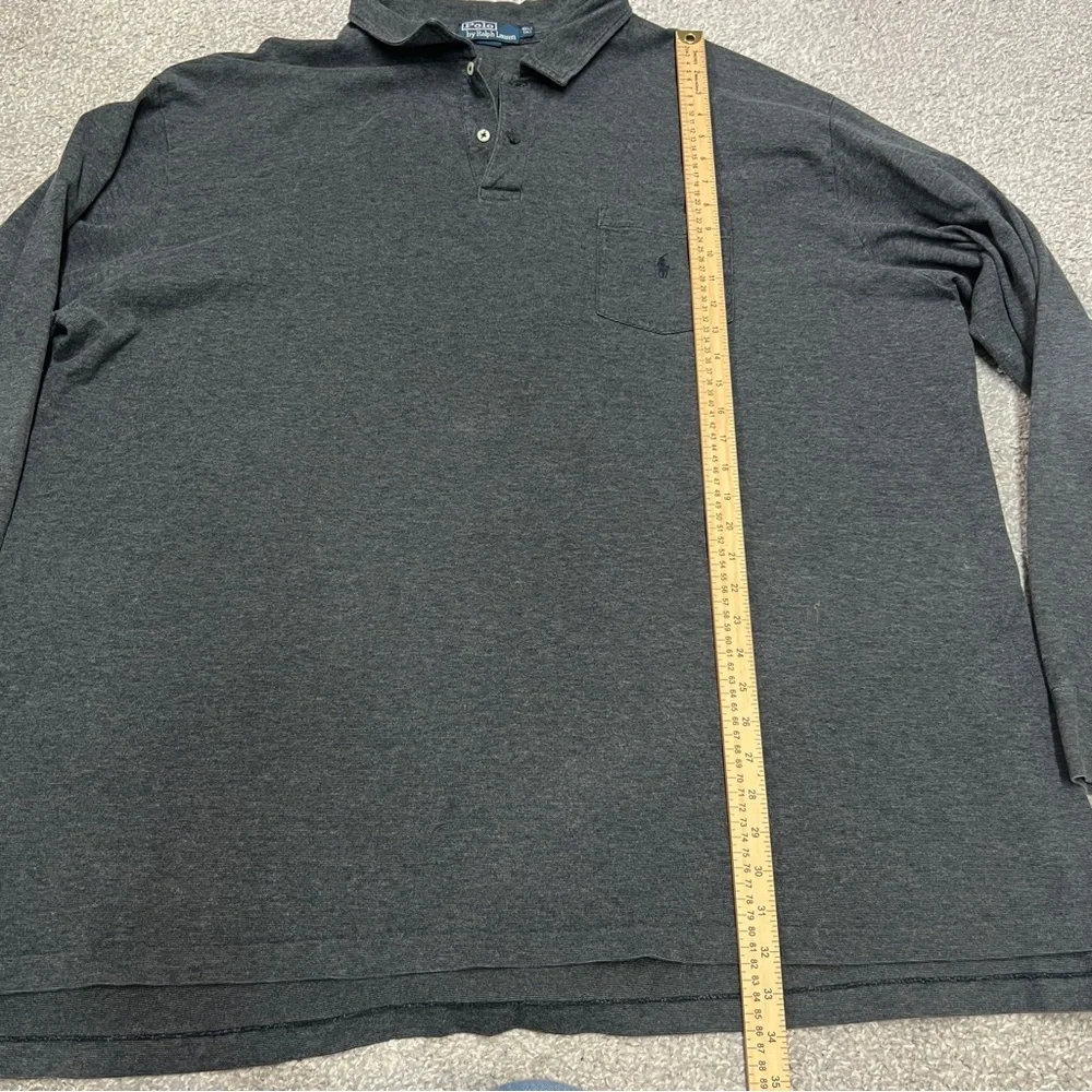 Polo Ralph Lauren Shirt Mens 4XLT Gray Long Sleeve Polo Pony Logo XXXXL Tall